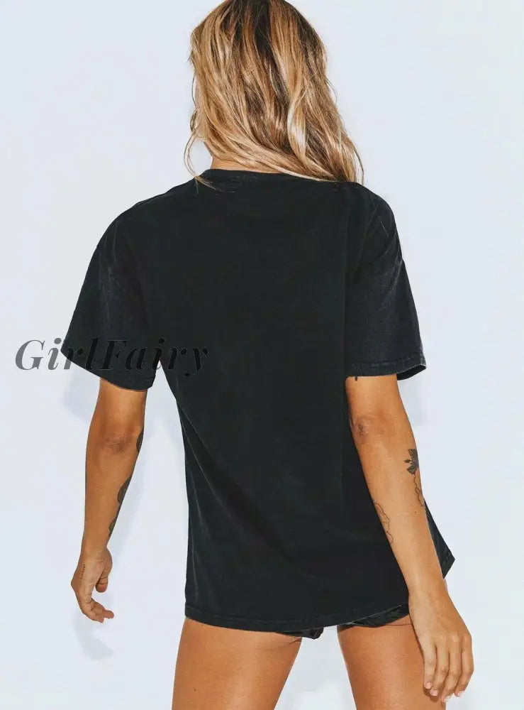 Girlfairy Fashion T-Shirt Girl High Quality Soft Cotton Fabric Summer Tops Women Plus Size Black