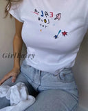 Girlfairy Fashion T-Shirts Girl High Quality Soft Cotton Fabric Summer Women Tees Streetwear Easy