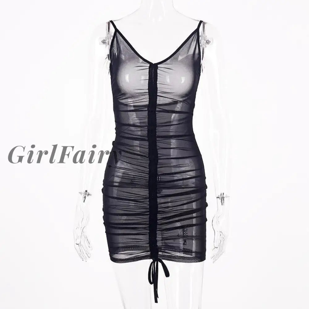 Girlfairy Fashion Women Dress Backless Spaghetti Straps Skinny V Neck Short Dresses Night Club Party
