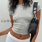 Girlfairy Female Casual Basic T-Shirt Summer O Neck Short Sleeve Slim Fit Tees Chic Women Fashion