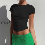 Girlfairy Female Casual Basic T-Shirt Summer O Neck Short Sleeve Slim Fit Tees Chic Women Fashion
