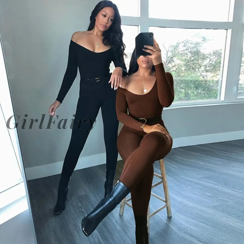 Girlfairy Fitness Long Sleeve Bodycon Jumpsuit Women Rompers Active Wear Sexy One Piece Outfits Fall