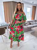 Girlfairy Floral Print Sexy Backless Off-The-Shoulder Boho Dresses For Women Vestidos Summer Casual