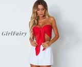 Girlfairy Forefair Bandage Crop Top Sexy Off Shoulder Party Club Multi Way Wrap Cross Lace Up