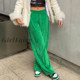 Girlfairy Green Wide Leg Pants For Women Autumn Y2K High Waist Trousers Fashion Casual Vintage