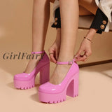 Girlfairy Halloween 2023 Womens Top Quality Summer Pink Fashionable Chunky Heels Platform Classic