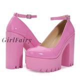 Girlfairy Halloween 2023 Womens Top Quality Summer Pink Fashionable Chunky Heels Platform Classic