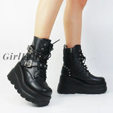 Girlfairy Halloween Goth Platform Ankle Chelsea Boots Women New Rock Emo Chunky Grunge Wedges