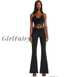 Girlfairy Halter Crop Top And Low Waist Flare Pants Two Piece Set Women Summer Outfits Ladies