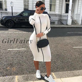 Girlfairy High Street Midi Dress Long Sleeve Pencil Turtleneck Bodycon A1 / S