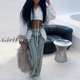 Girlfairy High-waisted old hairy Y2K straight jeans autumn new retro style hot girl all-match trousers Millennium hot girl Vestidos