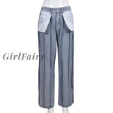 Girlfairy High-Waisted Old Hairy Y2K Straight Jeans Autumn New Retro Style Hot Girl All-Match
