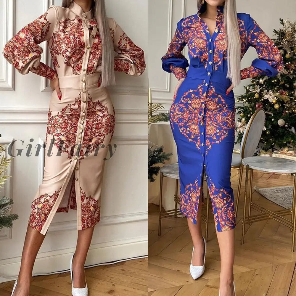 Girlfairy Jocoo Jolee Leopard Print Long Sleeve Slim Bodycon Sexy Dress 2023 Autumn Winter Women