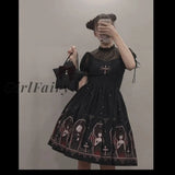 Girlfairy Kawaii Lolita Dress Soft Girls Sweet Style Harajuku Slip Vintage Angel White Jsk Black / S