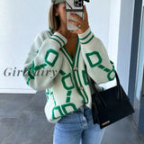 Girlfairy Knitted Button Up Loose Cardigan Sweater For Women Long Sleeve Tops Oversized Sweaters