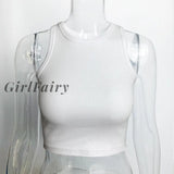 Girlfairy Knitted Tank Tops For Women Casual Summer Autumn Sleeveless Crop Basic Short Vest Vintage