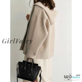Girlfairy Korean Version Of The Autumn And Winter Hooded Woolen Coat Female Short Loose Lazy Jacket