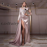 Girlfairy Lace Mermaid Evening Dresses 2023 Elegant Long Sleeves Sexy Split Prom Formal Party Women