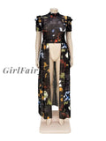 Girlfairy Long Button Up Shirt Dress Women Plus Size Clothing Club Wear Mesh Transparent Blouse Sexy