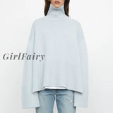Girlfairy Long Sleeve Fall Winter Knitted Casual Pullovers Sweaters For Women Tops Striped