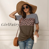 Girlfairy Loose Blouses Short Sleeve O-Neck Tops Shirts Stripe Patchwork Streetwear Oversized T