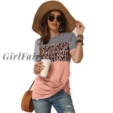 Girlfairy Loose Blouses Short Sleeve O-Neck Tops Shirts Stripe Patchwork Streetwear Oversized T