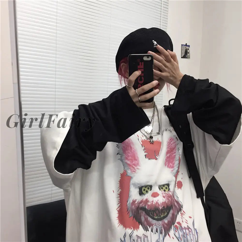 Girlfairy Mall Goth Tops Graphic T Shirts Women Japanese Streetwear Fashion Korean Style Tshirt