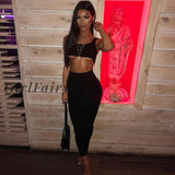 Girlfairy Neon Sexy 2 Piece Bodycon Set Women Crop Top and Long Skirt Matching Sets 2023 Autumn Two Piece Club Outfits
