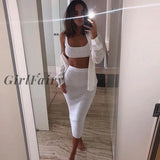 Girlfairy Neon Sexy 2 Piece Bodycon Set Women Crop Top And Long Skirt Matching Sets 2023 Autumn Two