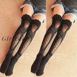 Girlfairy New Arrival Womens Sexy Lace Silk Slim Solid Top Sheer High Tight Stockings Nylon Fishnet