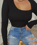 Girlfairy New Spring Women Fashion Y2K Basic Skinny Knitted Ribber Cropped T Shirt Tops Casual Sexy