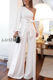 Girlfairy New Streetwear Womens Clothing One-Shoulder Sleeve Up Pants Set Two-Piece Women Bottoms
