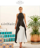 Girlfairy New Summer Women White Backless Bandage 2 Two Pieces Sets Sexy Hater Ruffles Club