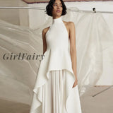 Girlfairy New Summer Women White Backless Bandage 2 Two Pieces Sets Sexy Hater Ruffles Club