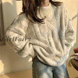 Girlfairy New Sweater Knitted Women Oversized Warm Elegant Woman Loose Long Sleeve Womens Clothing