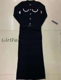 Girlfairy New Women Autumn O Neck Single Breasted Knitted Long-Sleeved Cardigan + Elastic Waist