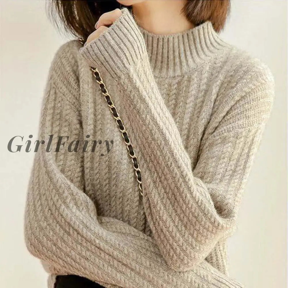Girlfairy New Women Knitted Sweater Chic Basic Knit Womens Long Sleeve Top Elegant Jumper Female