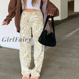 Girlfairy New Zebra Pattern High Waist Women Jeans Aesthetic Clothes Streetwear Trousers Baggy Leg