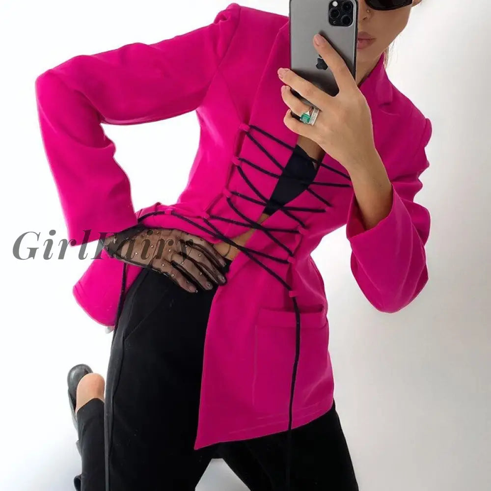 Girlfairy Office Lady Jacket Women Spring New Womens Long Sleeve Strap Casual Fashion Temperament