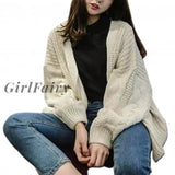 Girlfairy Oversized Knit Sweater Autumn Winter Women Long Sleeve Twisted Knitted Coat Open Front