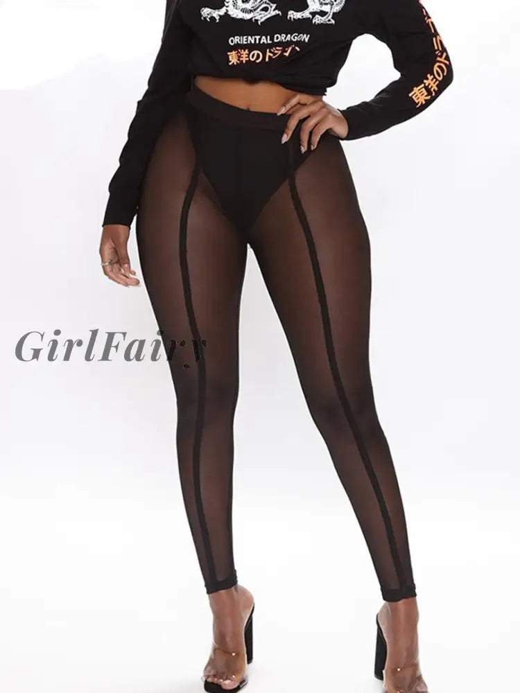 Womens Gradient Color Pants Tights Hollow Out Mesh See Through Leggings  Elastic Waist Sexy Comfy Trousers