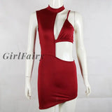 Girlfairy Red Women Sexy Sleeveless Bodycon Dress Clubwear Hollow Backless Party New Summer Mini