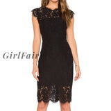 Girlfairy Robe Sexy Blue Dress Women Elegant Lace Black White Red Ladies Casual Dress Bodycon Summer Dresses Woman Party Night