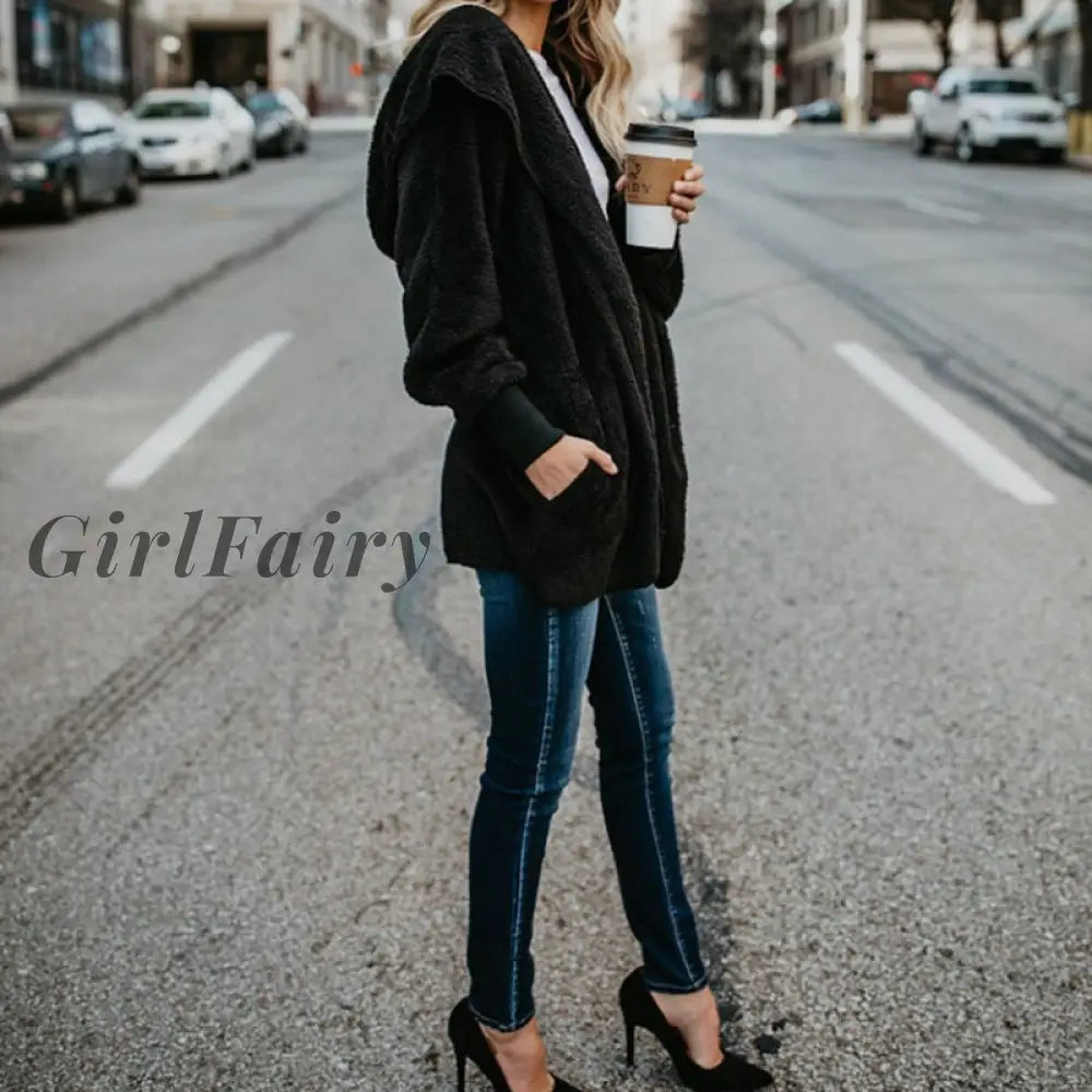 Girlfairy S-2Xl Big Size Winter Coat Women Fur Cardigan Jacket Long Sides Both Side Wearing Faur
