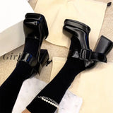 Girlfairy Sandals Platform Shoes On Heels Womens Gothic High-Heeled Women Pumps Thick With Square