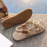 Girlfairy Sandals Woman Shoes Braided Rope With Traditional Casual Style And Simple Creativity