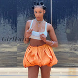 Girlfairy Sexy High Waist Puffy Mini Skirts Women Clothing Street Fashion Cute Orange Black Ball