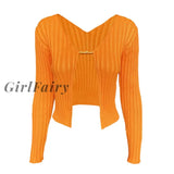 Girlfairy Sexy Knitted Sweaters For Women Autumn Fashion Long Sleeve Cardigan Shirts Female Tops
