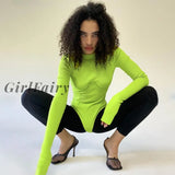 Girlfairy Sexy Solid Long Sleeve Bodysuit For Women Autumn Push Up Ribbed Knitted Skinny O Neck