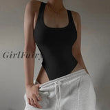 Girlfairy Sleeveless Knit Bodysuit 2023 Hot Summer Sexy Bodycon Off Shoulder Halter Tops Casual